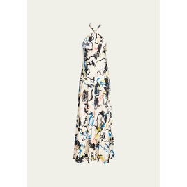 Tanya Taylor Maya Printed Open Tie-Back Maxi Dress 4512519