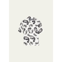자크뮈스 Jacquemus Mens Paisley-Print Linen Bowling Shirt 4519713