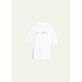 자크뮈스 Jacquemus Mens Raphia Logo Jersey T-Shirt 4519720