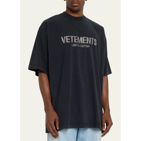  베트멍 Vetements Mens Jersey Crystal-Logo T-Shirt 4525114