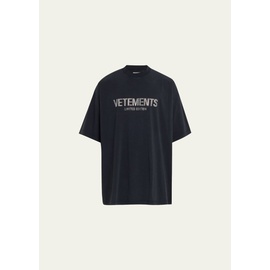 베트멍 Vetements Mens Jersey Crystal-Logo T-Shirt 4525114