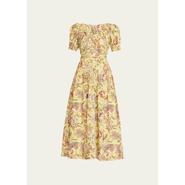 Ulla Johnson Golda Floral Cotton Puff-Sleeve Midi Dress 4533383
