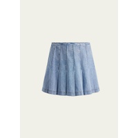 Alice + Olivia Carter Pleated Denim Mini Skirt 4539124