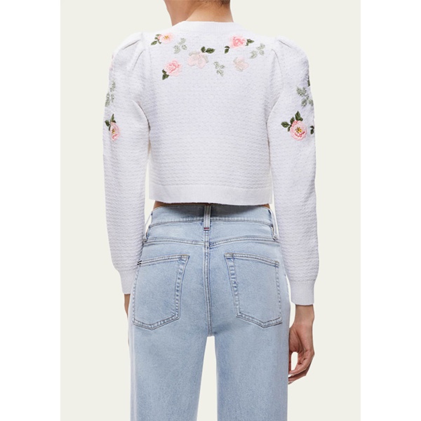  Alice + Olivia Kitty Floral-Embroidered Puff-Sleeve Cardigan 4544923