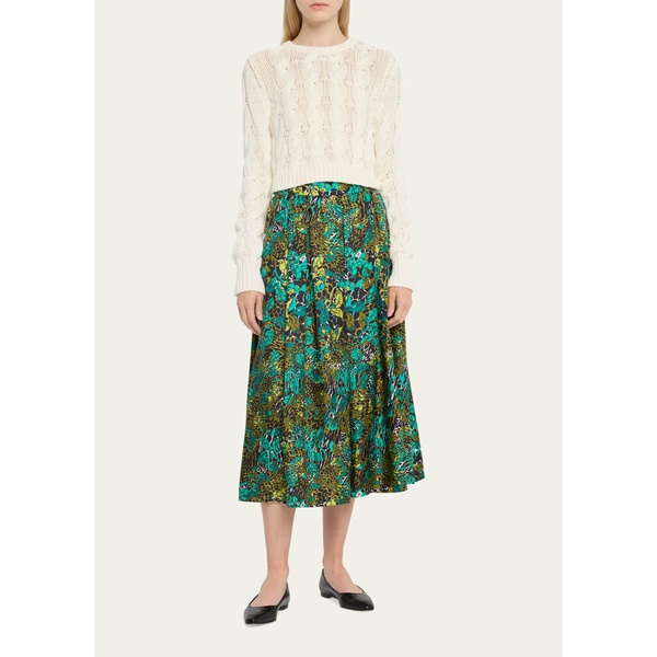  맥스마라 Max Mara Rotondo Pleated Silk Printed Midi Skirt 4545878