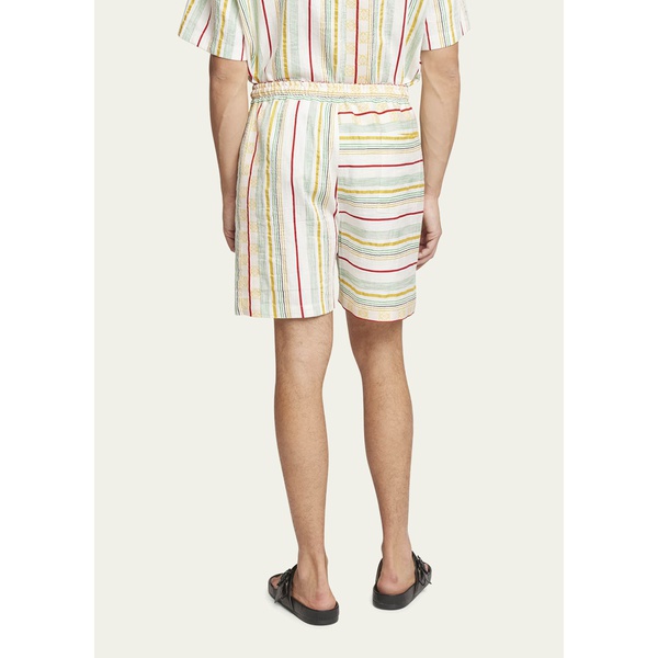 로에베 로에베 Loewe x Paulas Ibiza Mens Asymmetric Striped Shorts 4551813