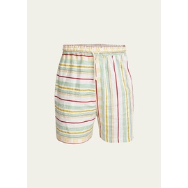 로에베 Loewe x Paulas Ibiza Mens Asymmetric Striped Shorts 4551813
