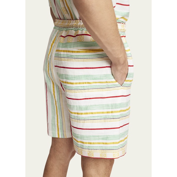 로에베 로에베 Loewe x Paulas Ibiza Mens Asymmetric Striped Shorts 4551813