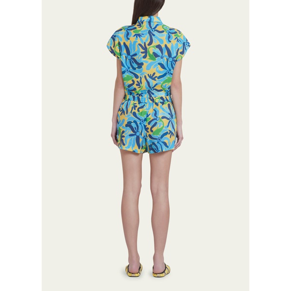 마르니 마르니 Marni x No Vacancy Inn Floral-Print Linen Pull-On Shorts 4557330