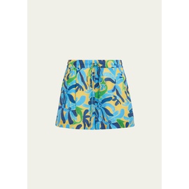 마르니 Marni x No Vacancy Inn Floral-Print Linen Pull-On Shorts 4557330