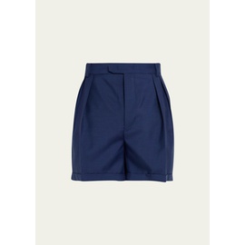 Bally Mens Mohair-Wool Pleated Tailored Shorts 4559154
