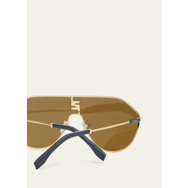 펜디 펜디 Fendi Mens FF Match Metal Shield Sunglasses 4559234