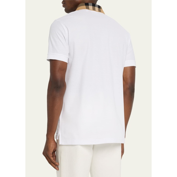 버버리 버버리 Burberry Mens Pique Polo Shirt with Check Collar 4564352