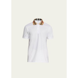 버버리 Burberry Mens Pique Polo Shirt with Check Collar 4564352