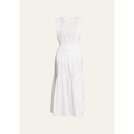 FRAME Cotton Cinch-Shoulder Midi Dress 4565937