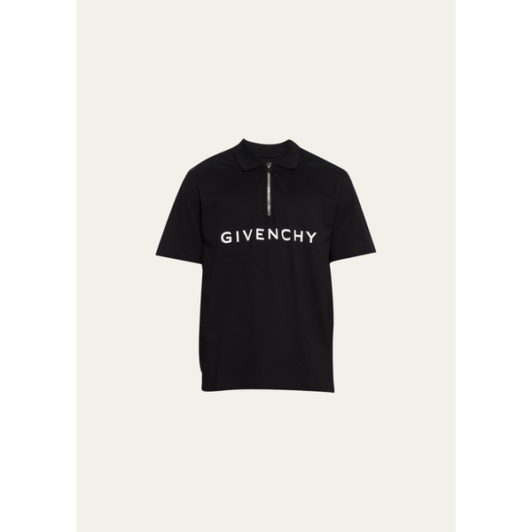지방시 지방시 Givenchy Mens 4G Pique Zip Polo Shirt 4569828