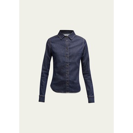 ALAIA Fitted Denim Button-Front Shirt 4575829