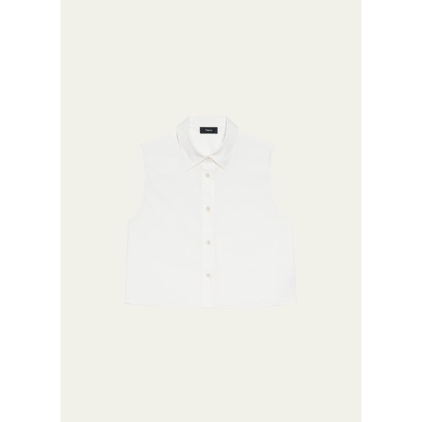 띠어리 띠어리 Theory Cropped Sleeveless Cotton Shirt 4579876