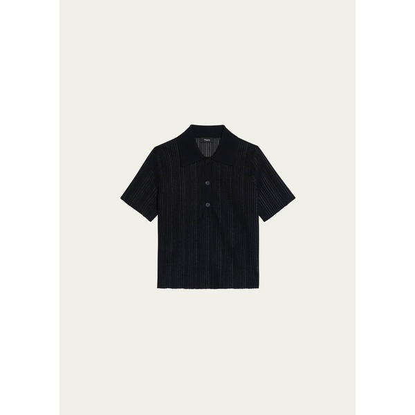 띠어리 띠어리 Theory Cropped Matte Cotton Jacquard Polo Shirt 4579882