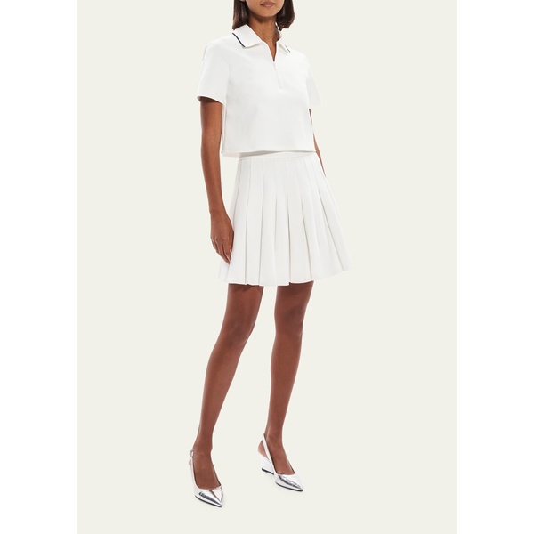 띠어리 띠어리 Theory Cotton-Blend Pique Pleated Mini Skirt 4580390