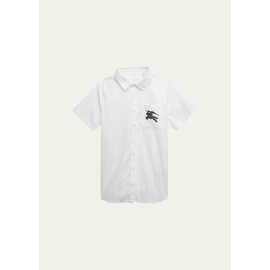 버버리 Burberry Boys Owen Embroidered Equestrian Knight Design Shirt, Size 3-14 4583257