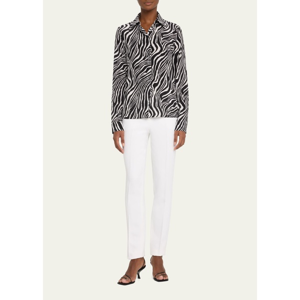 마이클 코어스 Michael Kors Collection Hansen Zebra-Print Button-Front Silk Shirt 4601076