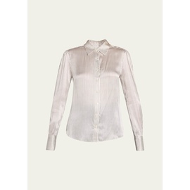 FRAME Victorian Striped Button-Front Silk Shirt 4617539