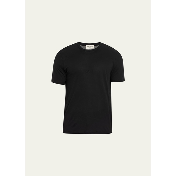 생로랑 생로랑 Saint Laurent Mens Embroidered Logo Crewneck T-Shirt 4621497
