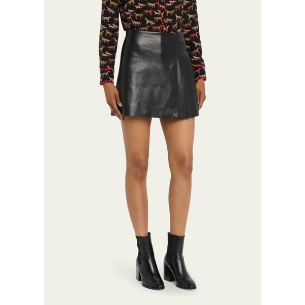  Alice + Olivia Toni Vegan Leather Asymmetric Pleated Mini Skirt 4647043