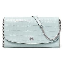 Tory Burch Robinson Embossed Leather Wallet on a Chain 7437845_BLUE MIST