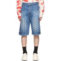 We11done Blue Denim Cut-Out Shorts 221327M193018
