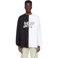 We11done Black & White Half Long Sleeve T-Shirt 221327M213063