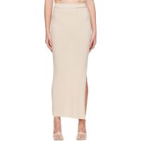 Aya Muse Beige Lace-Up Midi Skirt 222188F092009