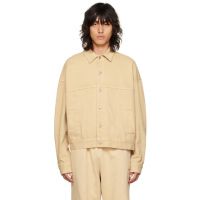 We11done Beige Printed Trucker Denim Jacket 222327M180026