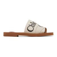 Chloe White Woody Flat Mules 231338F124001