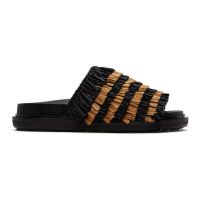 Marni Black & Beige Fringe Sandals 231379F124036