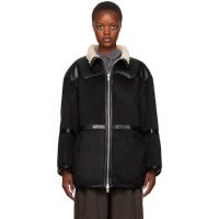 Stand Studio Black Rylee Faux-Shearling Jacket 232321F063027