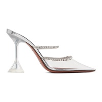 Amina Muaddi Silver Gilda Glass 95 Heels 232415F122030