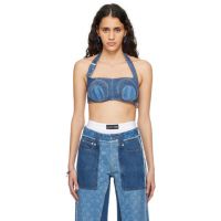 Marine Serre Navy Regenerated Denim Bra 241020F111019