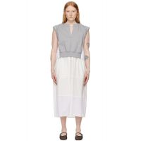 3.1 Phillip Lim Gray & White Rolled Sleeve Midi Dress 241283F054018