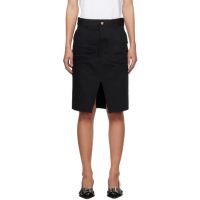 We11done Black Raw Edge Midi Skirt 241327F090003