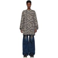 We11done Gray Camouflage Long Sleeve T-Shirt 241327F110027