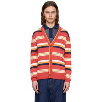 Maison Kitsune Red Striped Cardigan 241389M200008