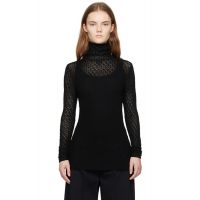 TOTEME Black Semi-Sheer Turtleneck 241771F099001