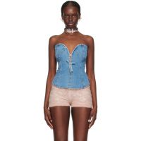 Blumarine Blue Paneled Denim Tank Top 241901F111016