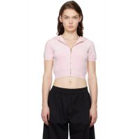 Alexanderwang.t Pink Cropped Zip-Up Hoodie 242214F097006