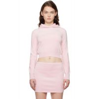 Alexanderwang.t Pink Cropped Long Sleeve Hoodie 242214F097008