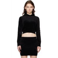 Alexanderwang.t Black Cropped Zip-Up Hoodie 242214F097009