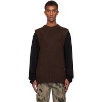 We11done Brown Sleeveless Sweater 242327M201009