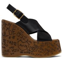 Chloe Black Maxime Wedge Sandals 242338F125003